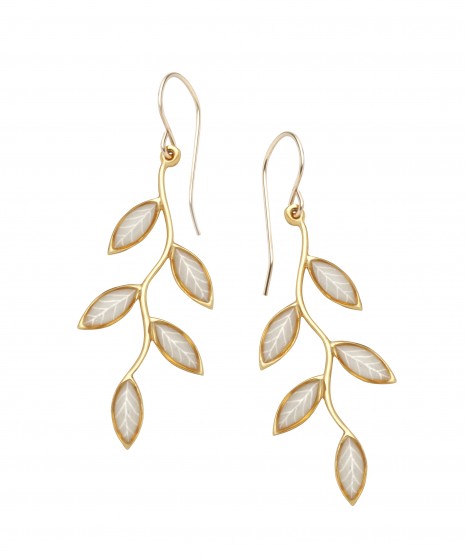 Hook Earrings with Leaves on Vine Design