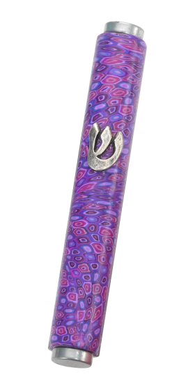 Mezuzah Case with Mosaic Purple Motif