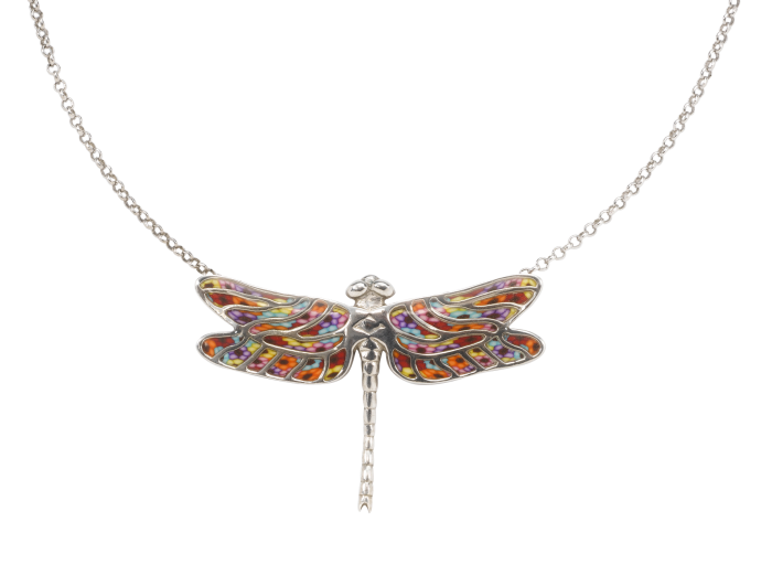 Necklace with Millefiori Dragonfly Pendant