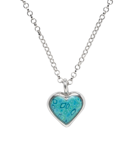 Turquoise Heart Pendant with Circle Chain Necklace