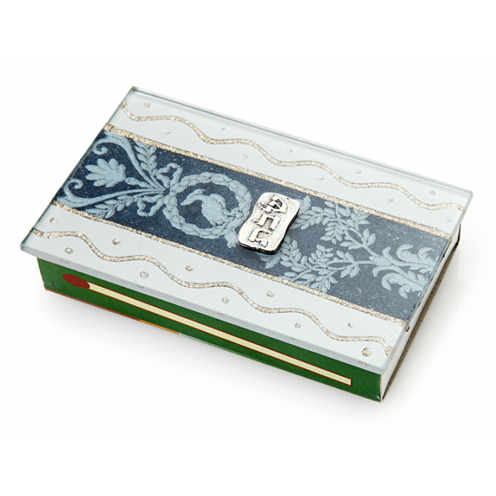 Glass Matchbox for Shabbat with Classic Flower Pattern