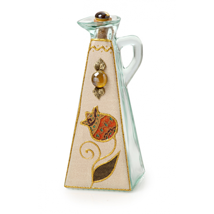 Glass Oil Bottle with Paisley Pomegranate Motif