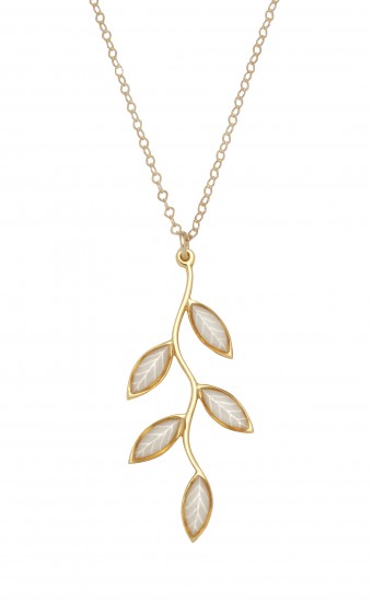 Collier Branche d'Olivier - Feuilles Blanches