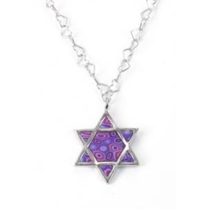 Collar con Estrella de David con Patrón de Mosaico Púrpura de Adina Plastelina