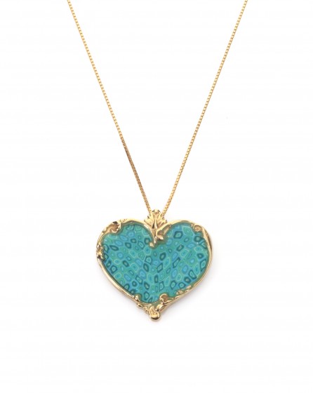 Collier avec Chaîne - Pendentif en Coeur Turquoise