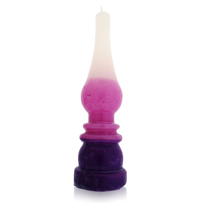 Safed Candles Lamp Havdalah Candle with White, Purple and Pink Sections