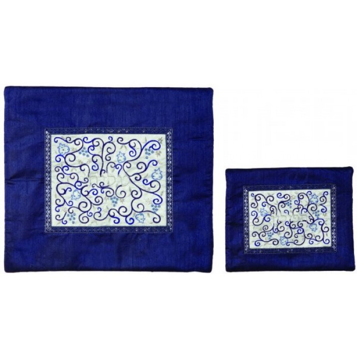 Yair Emanuel Tallit Bag Set in Blue with Pomegranates and Grapes