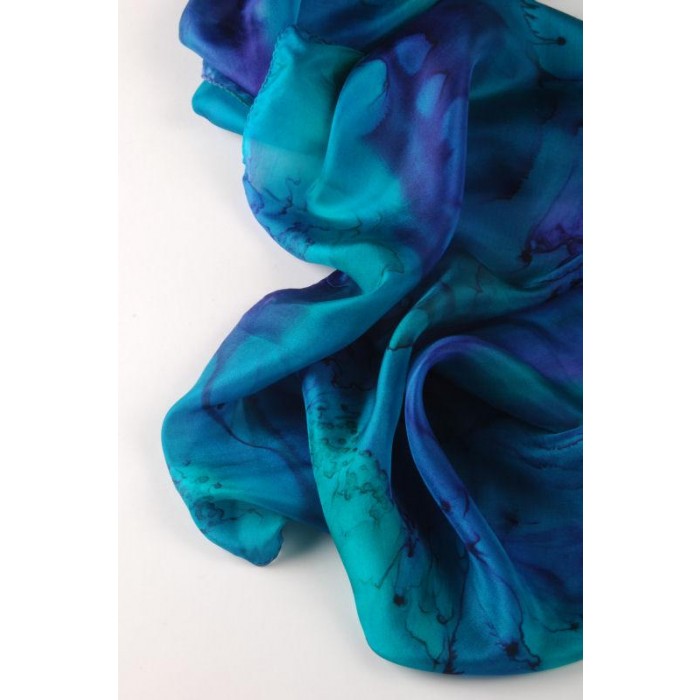 Silk ‘Tichel’ Headscarf in Green, Blue & Turquoise by Galilee Silks