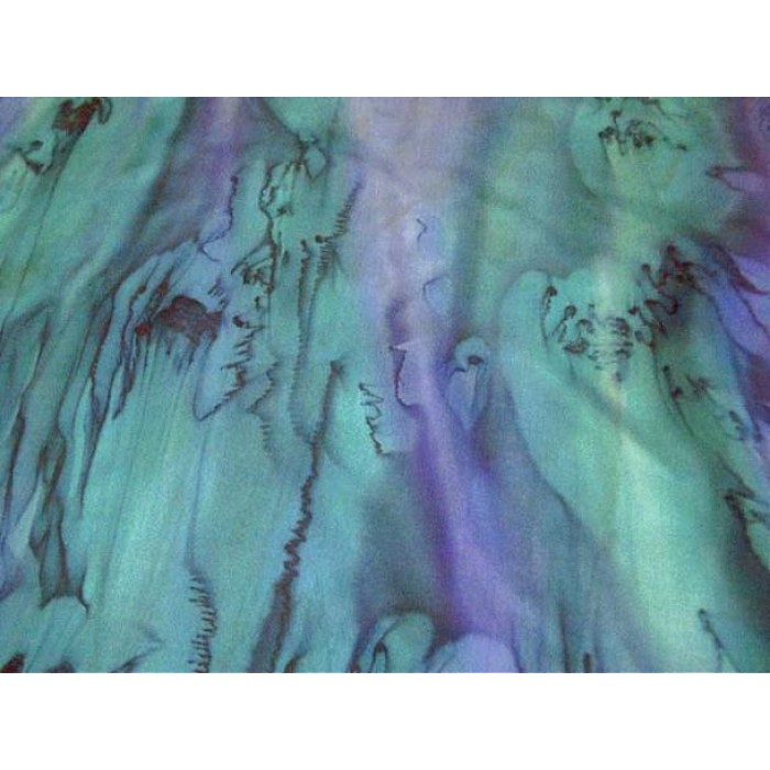 Silk ‘Tichel’ Headscarf with Green & Purple Marbled Design by Galilee Silks