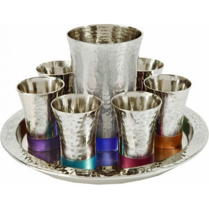 Wine Cup Set with Eight Pieces made of Nickel Hammered