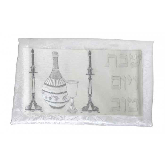 Tablecloth with Wine, Candlesticks & Kiddush Cup (140x280cm)