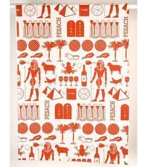 Dish Towel with Pharaoh Print in Red