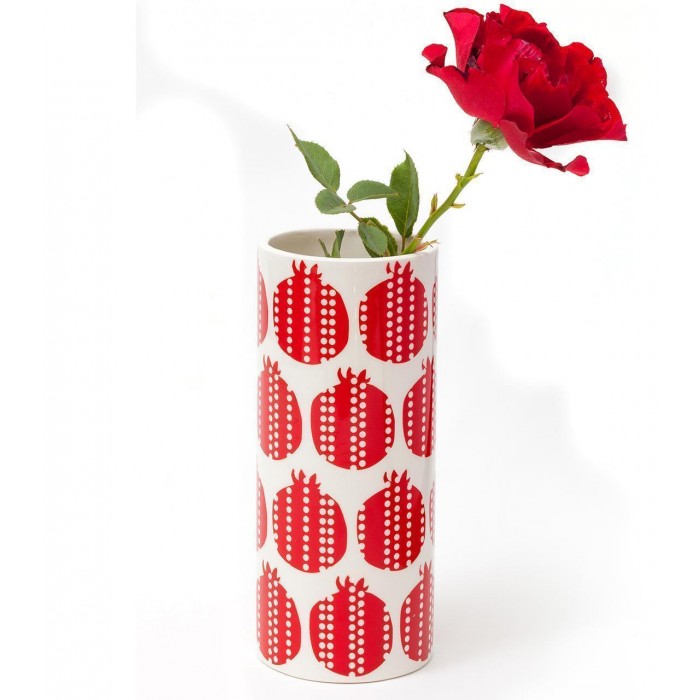 Vase in White with Pomegranates Design