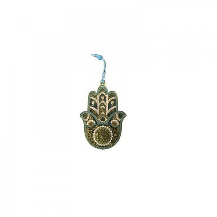 Hamsa with Flowers in Green and Brown
