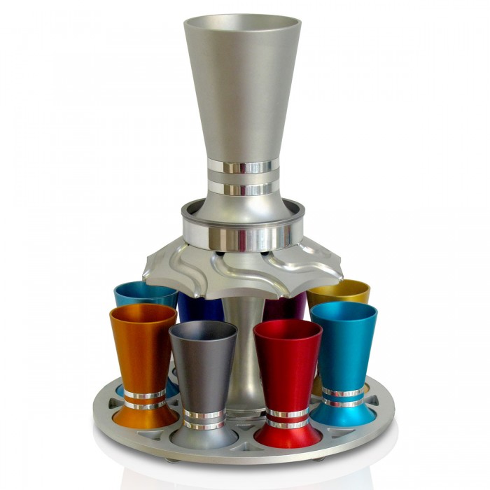 Kiddush Fountain with 8 Colorful Cups by Nadav Art
