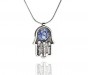 Hamsa Pendant in Sterling Silver & Roman Glass with Jerusalem Motif Rafael Jewelry Designer