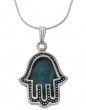 Hamsa Pendant with Eilat Stone in Sterling Silver by Rafael Jewelry