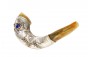 Polished Ram's Horn with Silver Sleeve & Hebrew Verse by Barsheshet-Ribak 