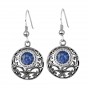 Round Sterling Silver Earrings with Roman Glass by Rafael Jewelry