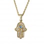 Aquamarine Hamsa Pendant in 14k Yellow Gold with Diamonds by Rafael Jewelry