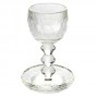 Crystal Kiddush Cup with Saucer in Diamond Design