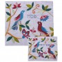 Set de Cobertor de Matzá Yair Emanuel de Seda con Pájaro en Fondo Azul