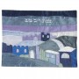 Yair Emanuel Challah Cover with a Purple Scene of Jerusalem in Raw Silk