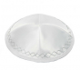 Terylene Kippah with Zigzag Lines and Four Sections in White