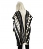 White Chabad Prima AA Wool Tallit with Black Stripes