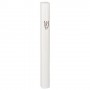 White Aluminum Mezuzah with Half Rounded Body and Black Shin for 12cm Scroll
