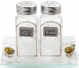 Glass Salt and Pepper Shaker Set for Shabbat with Translucent and Gold Design
