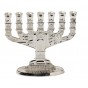 7 Branch Menorah in Antique Silver with Jerusalem Gate