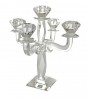 Five Branch Crystal Candelabra with Square Base and Raised Center