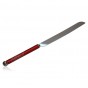 Challah Knife for Shabbat with Jerusalem Theme Red Handle and Steel Blade