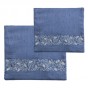 Yair Emanuel Blue Tefillin and Tallit Bags with Light Blue Pomegranate Embroidery