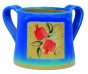 Turquoise Ceramic Washing Cup with Yellow Square and Pomegranates