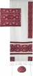 Yair Emanuel Raw Silk Tallit Set with Red Rainbows, Stars of David and Hebrew Text