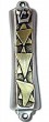 Gold Mezuzah with Three Stars of David and Hebrew Letter Shin