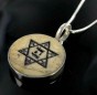 Sterling Silver Stone Pendant Necklace with Star of David and Floral Pattern