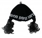 Black and White Frik Kippah with Hebrew Text and Lace Sideburns