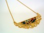 Semi Circled Statement Necklace with Retro Floral Pattern