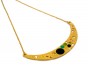 Crescent-Shaped Plate Necklace with Green Dots