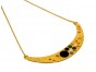 Crescent-Shaped Plate Necklace with Black Dots