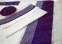 Woolen Tallit with Blue Band and Blue & Gold Stripes by Galilee Silks