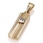 14k Yellow Gold Mezuzah Pendant with Braided Lines and Yellow Gold Shin