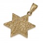 14k Yellow Gold Star of David Pendant with Detailed Jerusalem Homes