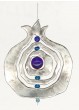 Silver Pomegranate Wall Hanging with Concentric Cutout Design and Beads