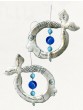 Silver Fish Mobile with Seven Blessings and Brightly Colored Beads