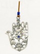 Silver Hamsa with Traditional Symbols and Single Swarovski Crystal