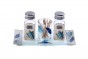 Glass Salt and Pepper Shaker Set with Blue Striped Flowers